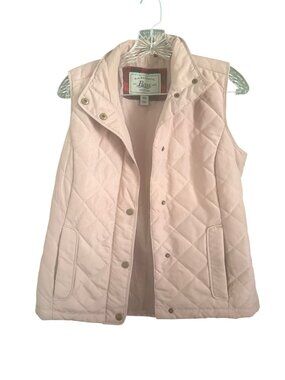 G.H. Bass & Co Womens Quilted Sleeveless Vest XS Light Pink Snap Closure Pockets
